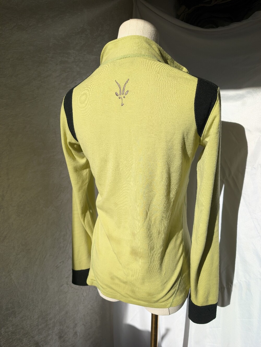 Ibex Merino Lime Green Black Merino Wool Sweater Zip Henley 1/4 Woolies Pro